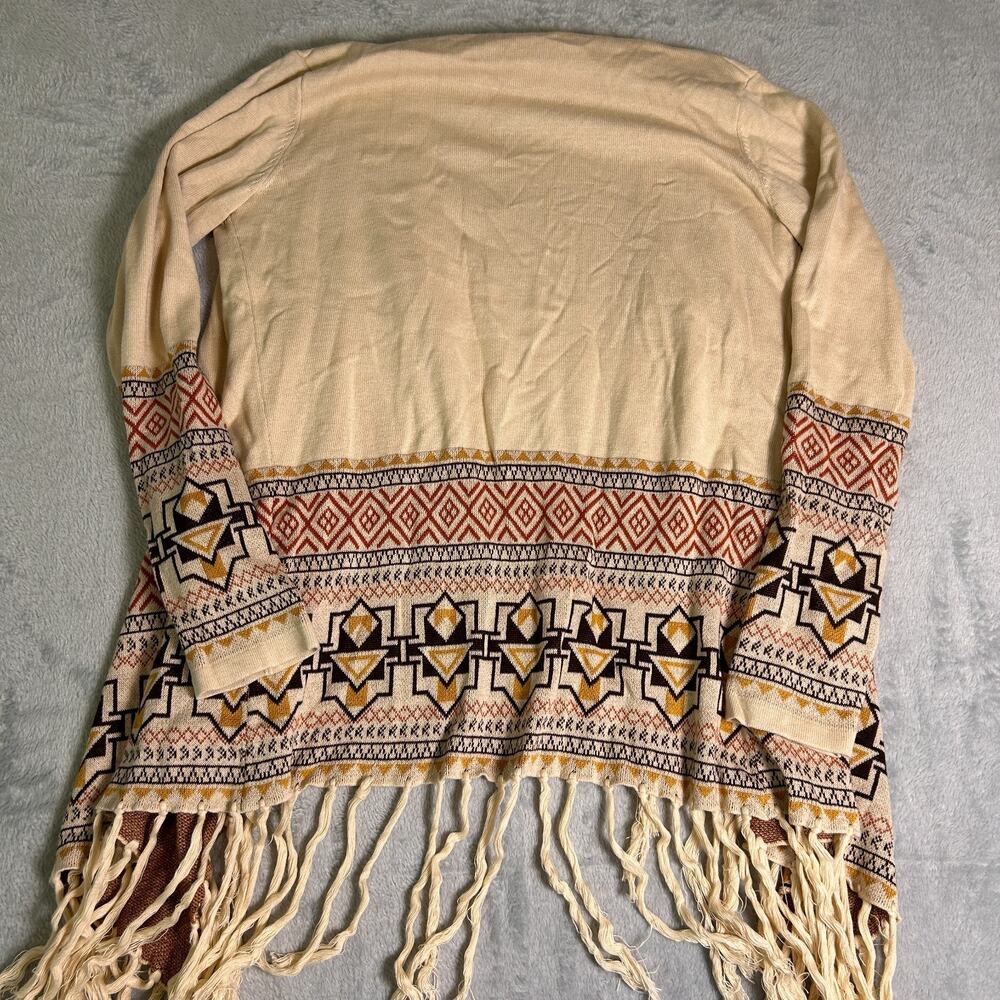 Vintage Reba Southwestern Bohemian Fringe Cardigan Womens Small Open Front - Picture 4 of 8